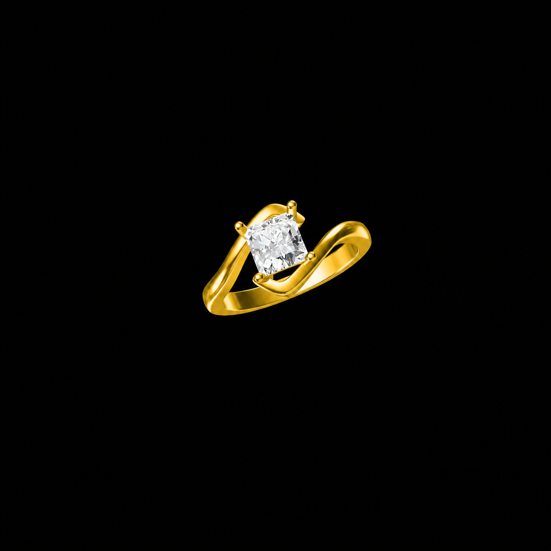 Golden Wave Princess Cut Diamond Ring