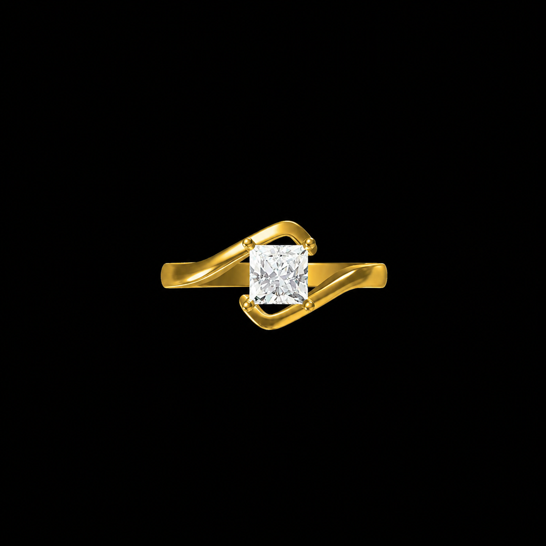 Golden Wave Princess Cut Diamond Ring