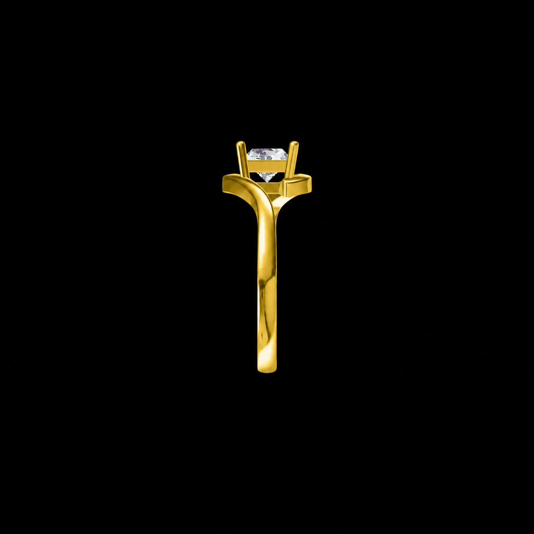 Golden Wave Princess Cut Diamond Ring