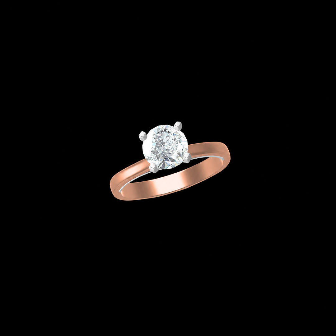 Vintage Filigree Rose Gold Solitaire Ring