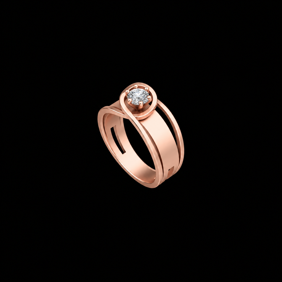 Regal Rose Gold Split Shank Diamond Ring