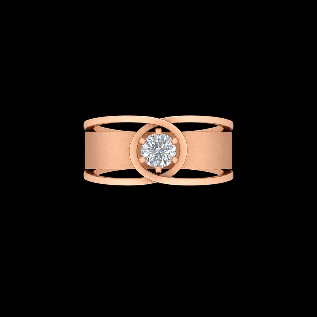 Regal Rose Gold Split Shank Diamond Ring