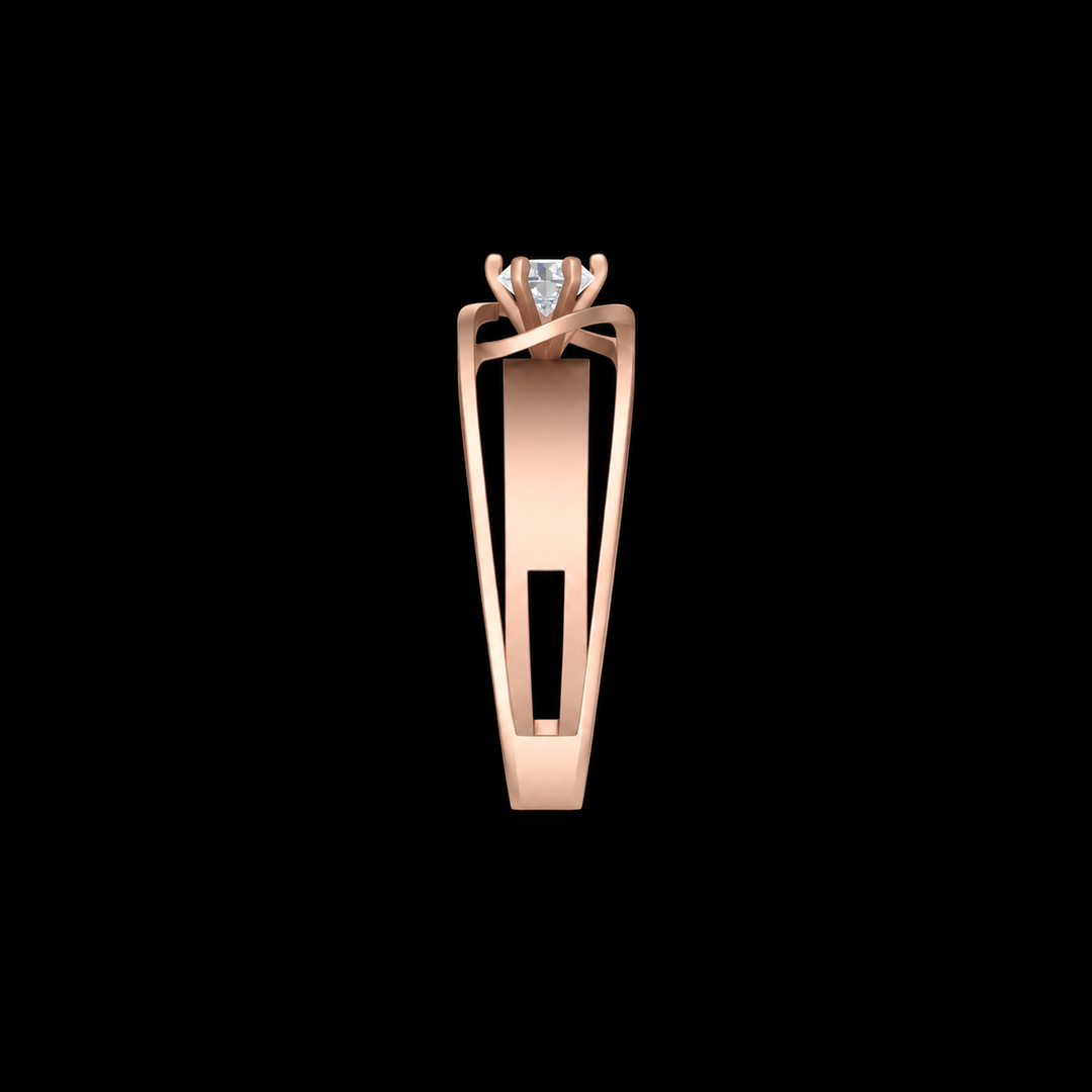 Regal Rose Gold Split Shank Diamond Ring