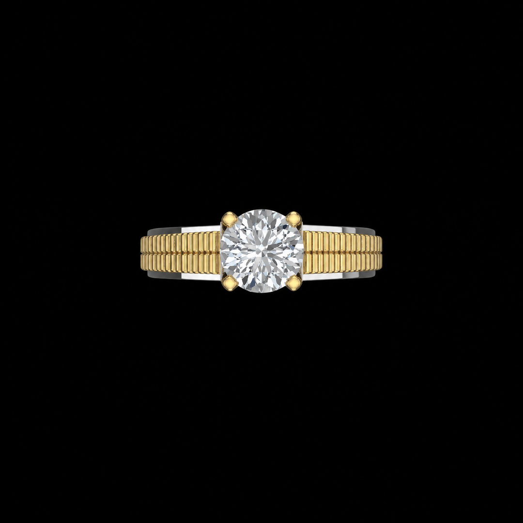 Royal Black & Gold Diamond Statement Ring