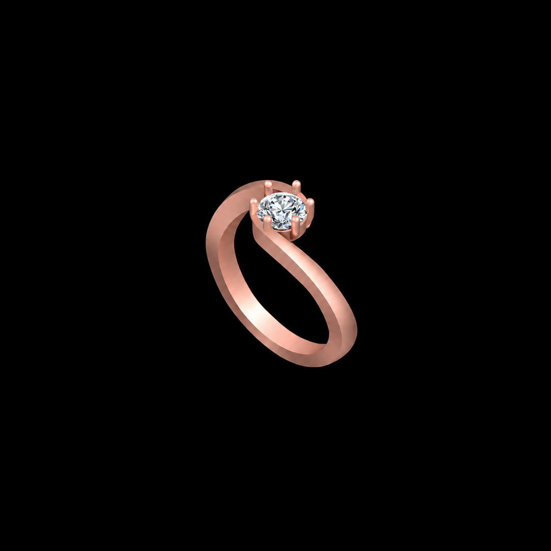 Rose Gold Crosswave Solitaire Ring