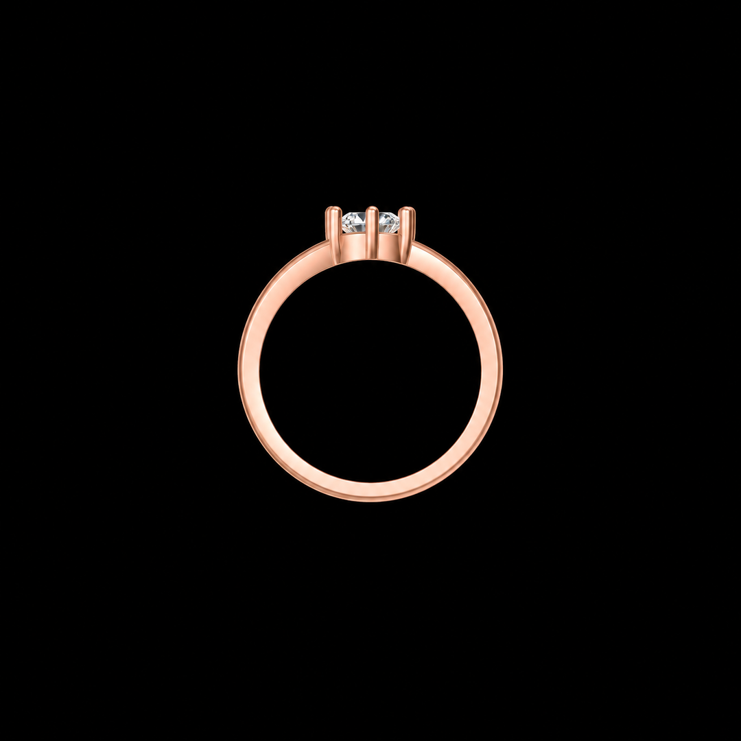 Rose Gold Crosswave Solitaire Ring