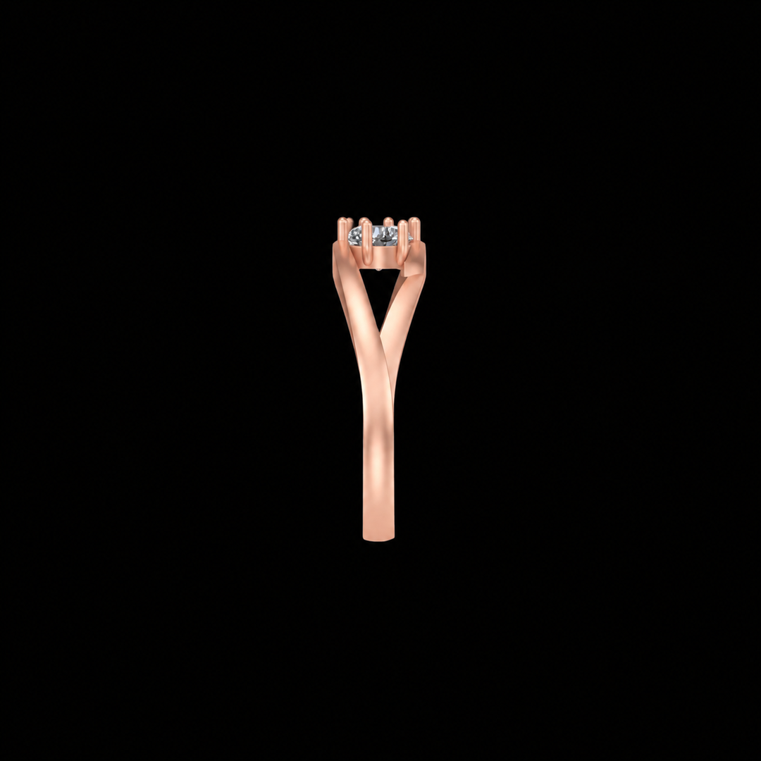 Rose Gold Crosswave Solitaire Ring