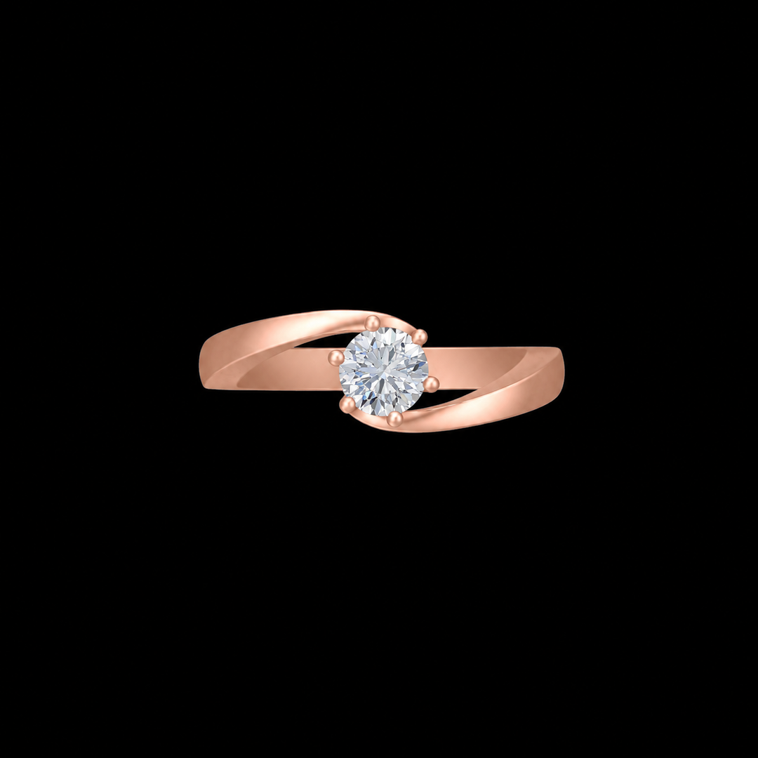 Rose Gold Crosswave Solitaire Ring
