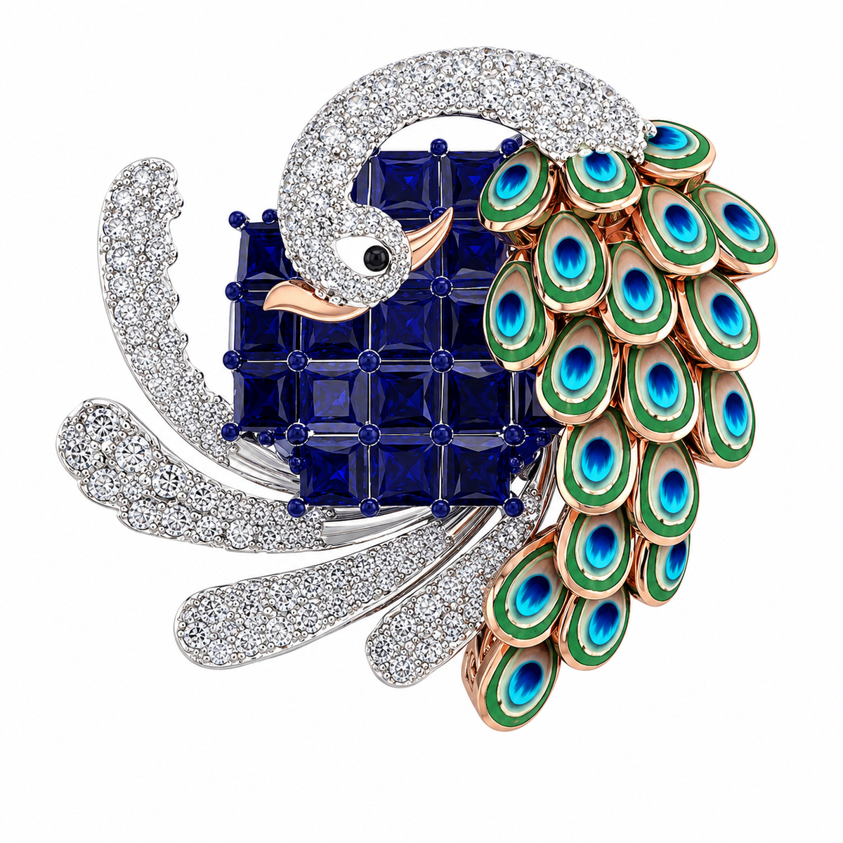 Majestic peacock crystal ring
