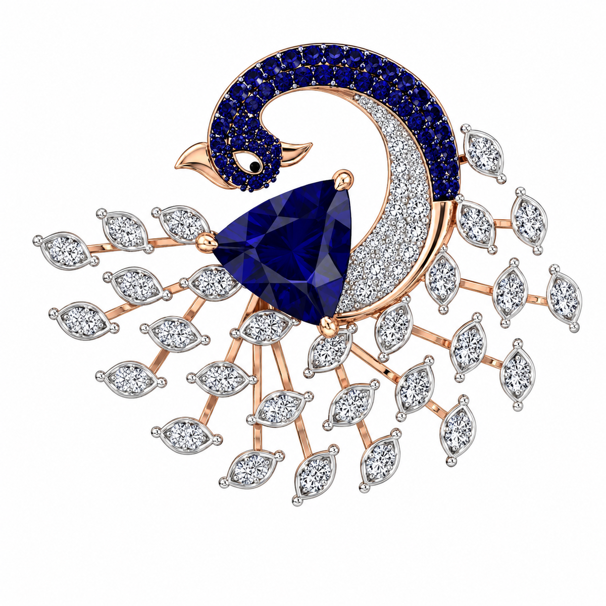 Royal sapphire peacock designer ring