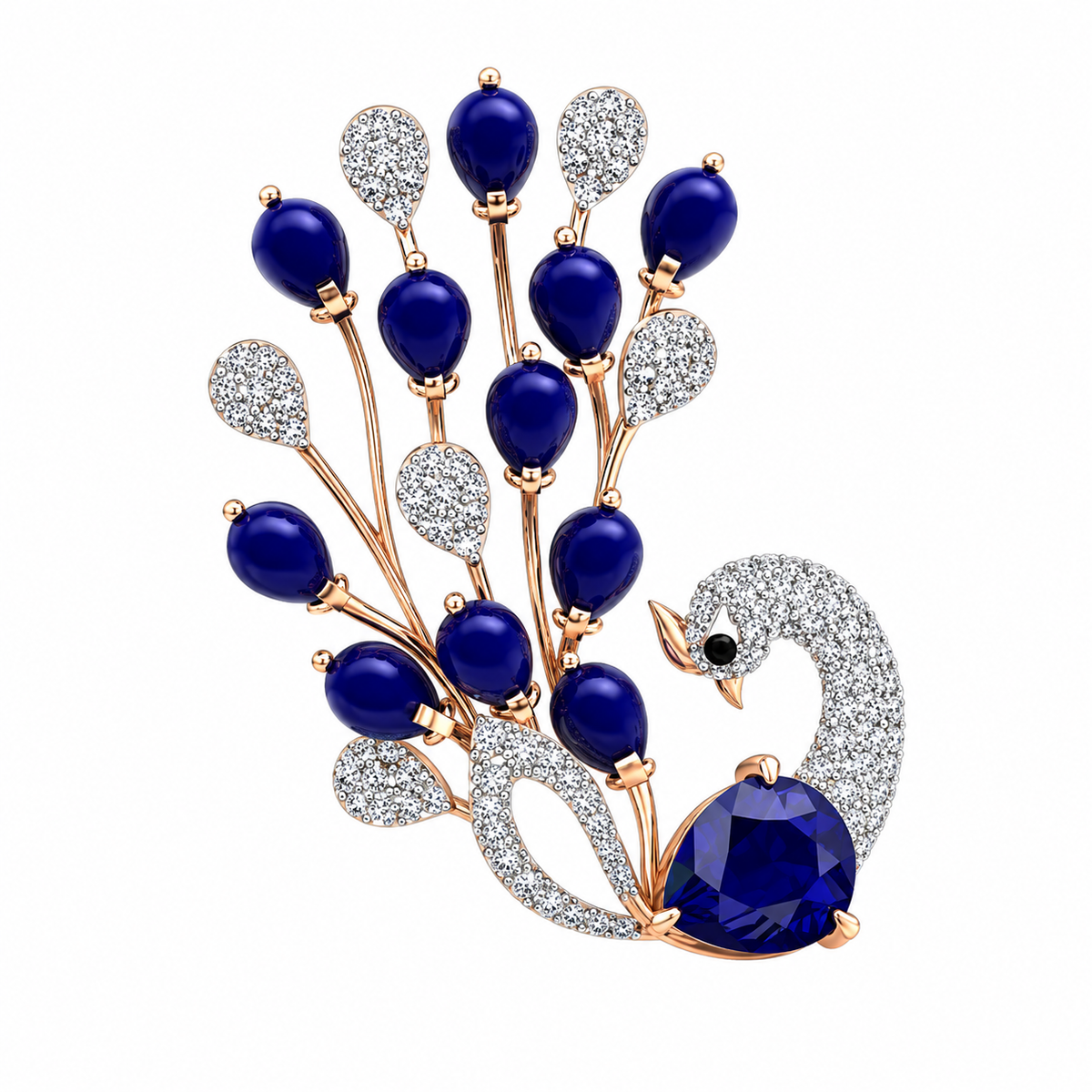Royal sapphire peacock statement ring