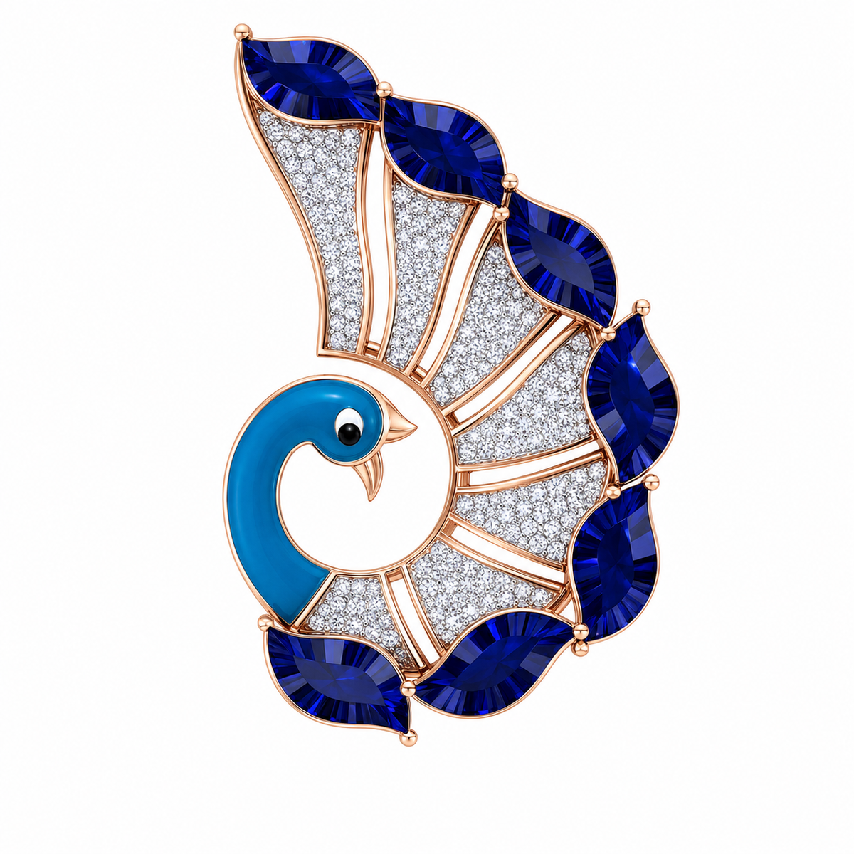 Royal sapphire peacock designer ring