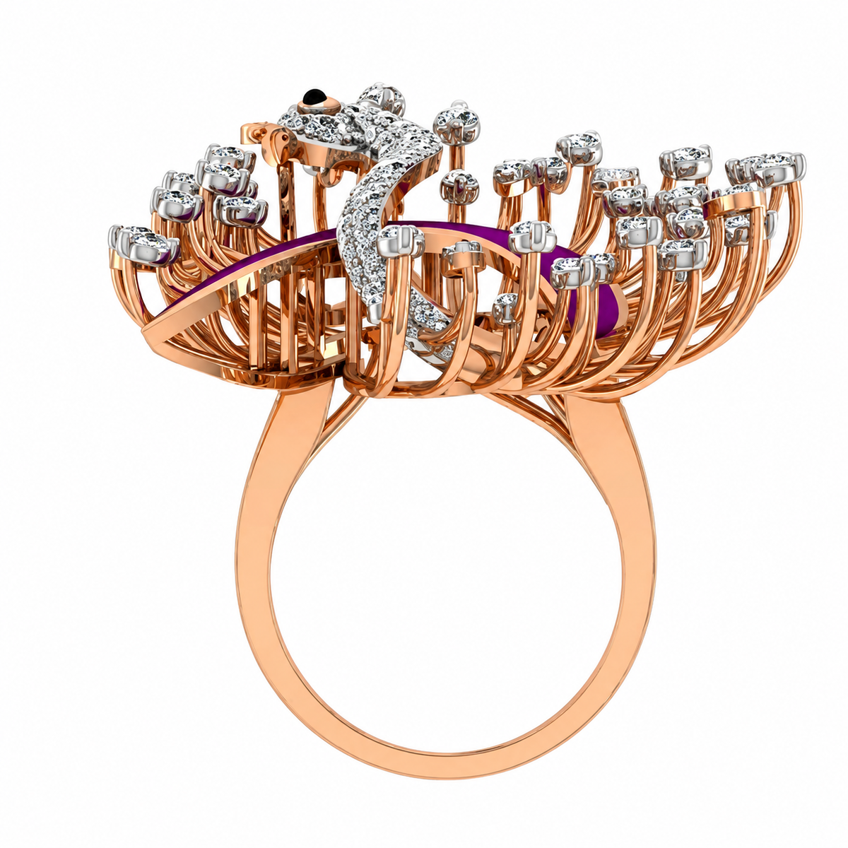 Royal peacock crystal designer ring