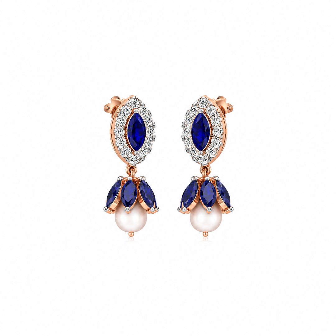 Royal Sapphire Pearl Drop Earrings