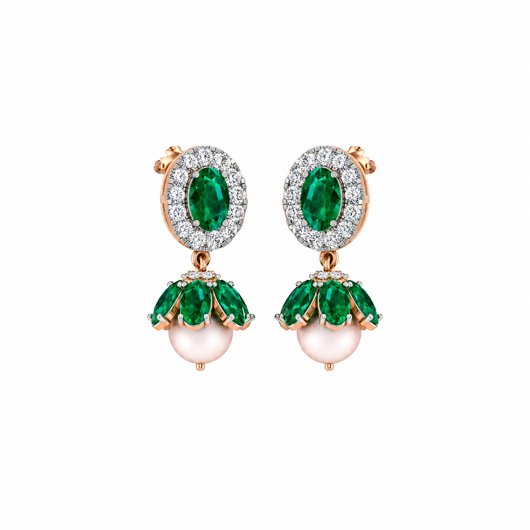 Emerald Pearl Drop Earrings