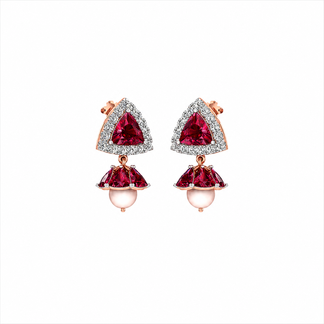 Ruby Pearl Drop Earrings