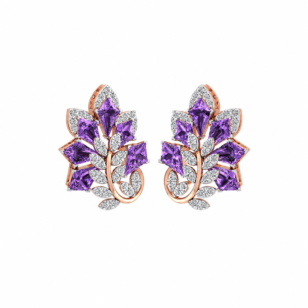 Amethyst Floral Designer Earrings