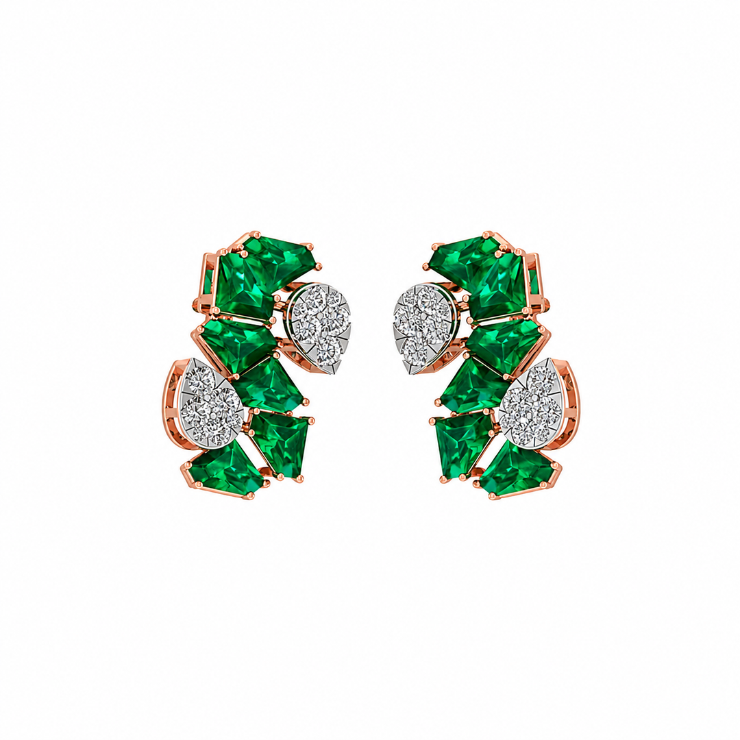 Emerald Blossom Crystal Stud Earrings