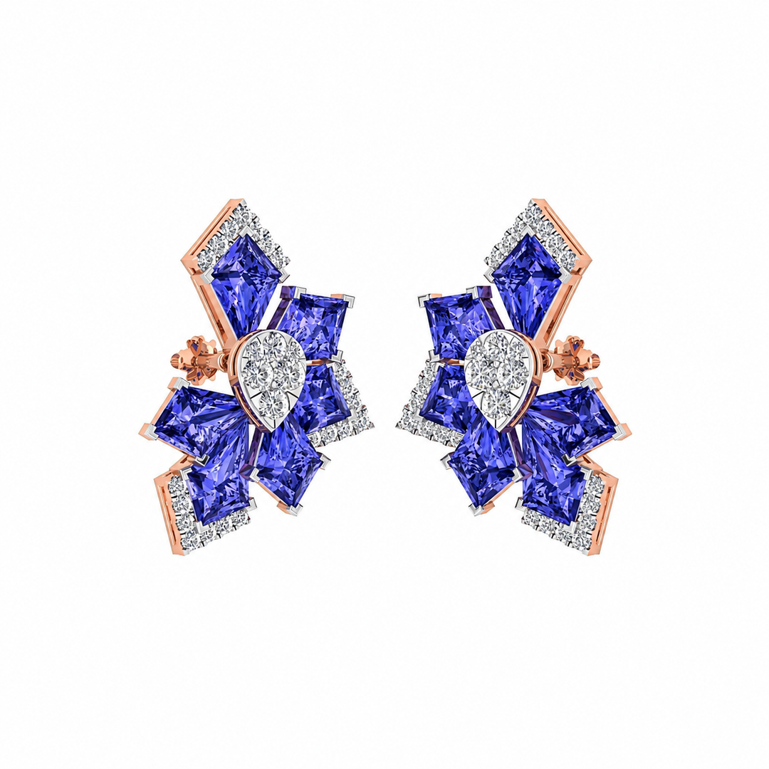 Royal Sapphire Bloom Stud Earrings