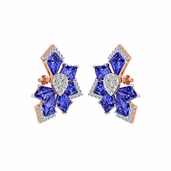 Royal Sapphire Bloom Stud Earrings