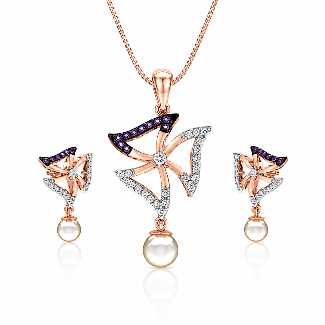Amethyst Pearl Designer Pendant Set