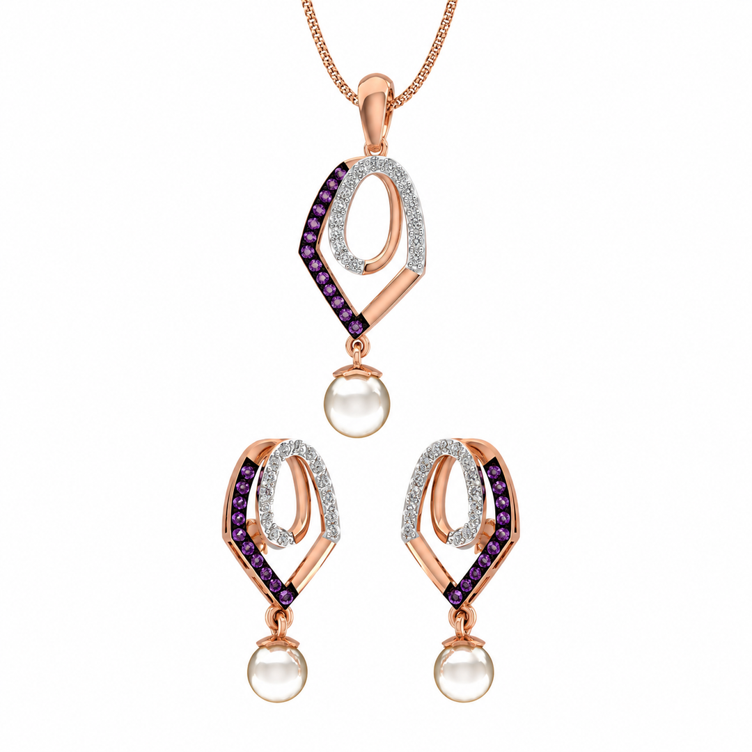 Midnight Sapphire Pearl Elegance Pendant Set