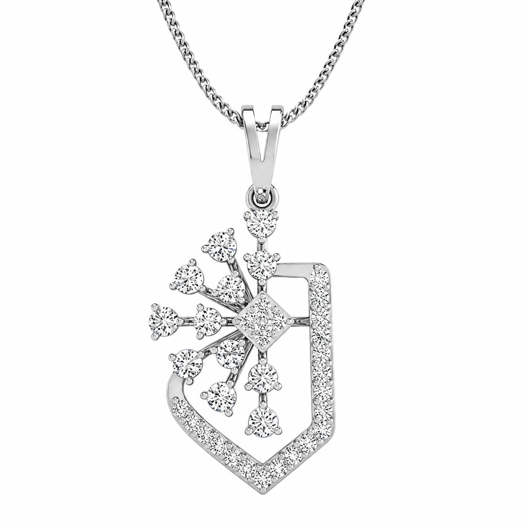 Diamond Blossom Shield Pendant