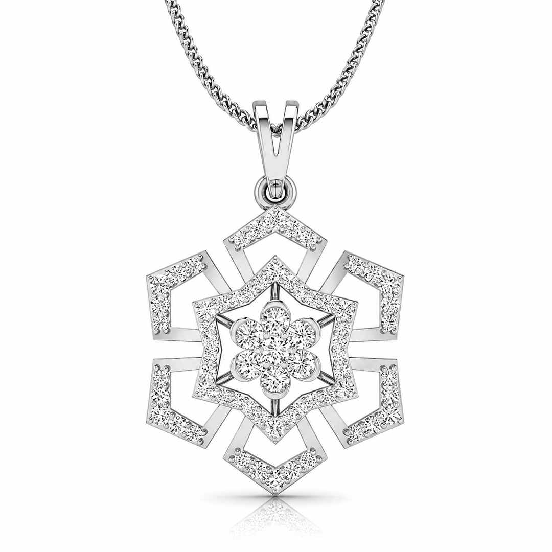 Diamond Snowflake Star Pendant