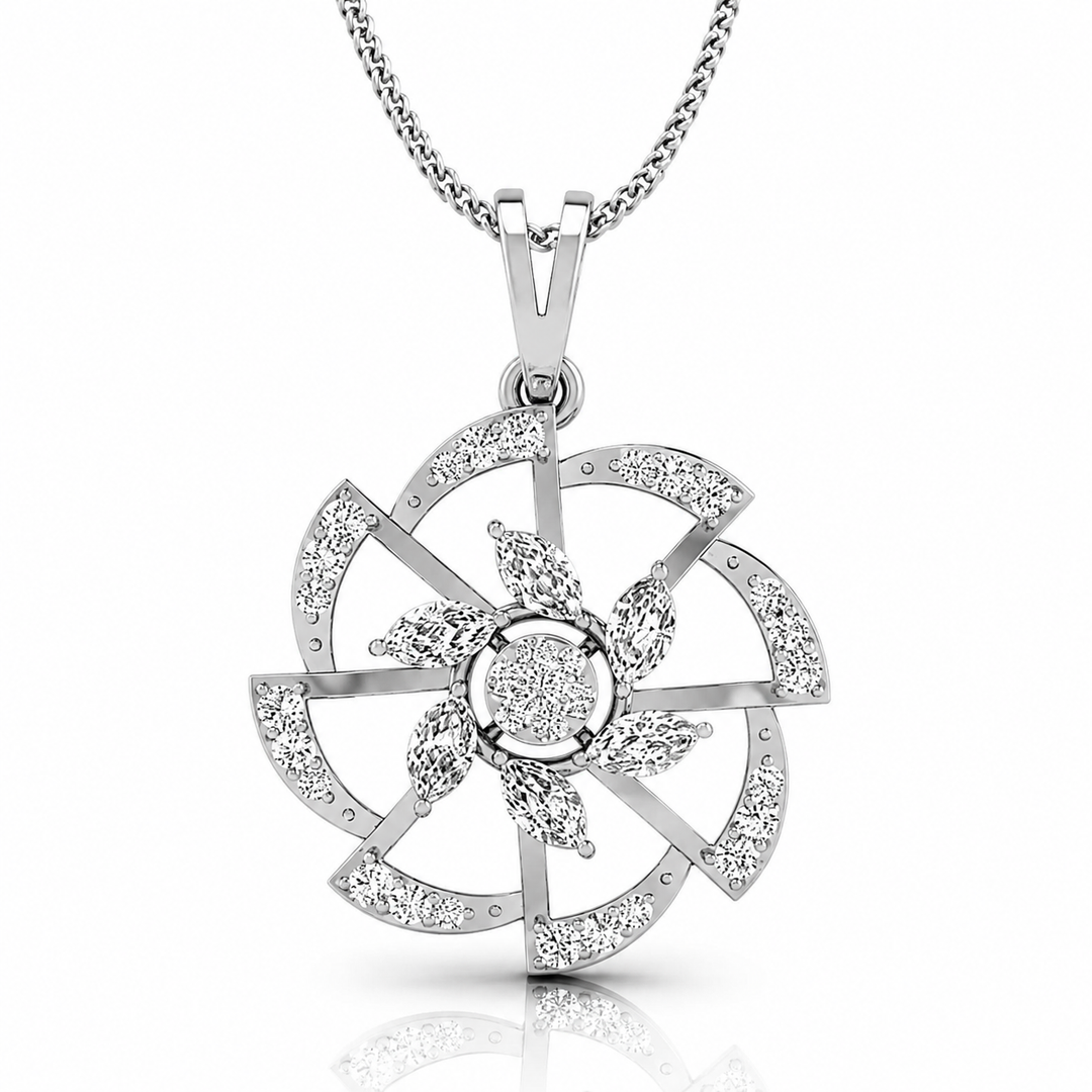 Diamond Floral Windmill Pendant