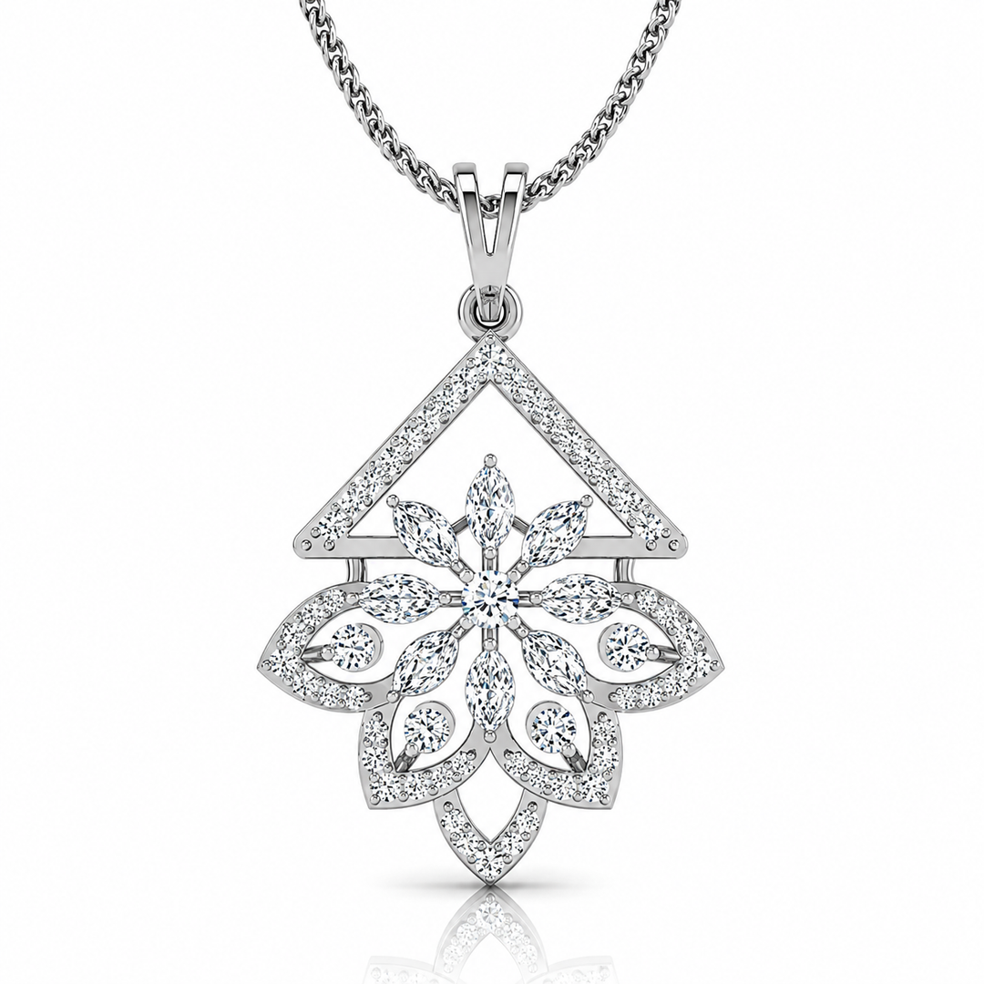 Diamond Lotus Triangle Pendant