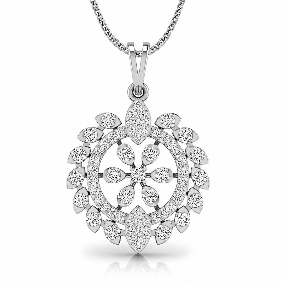 Diamond Floral Halo Pendant