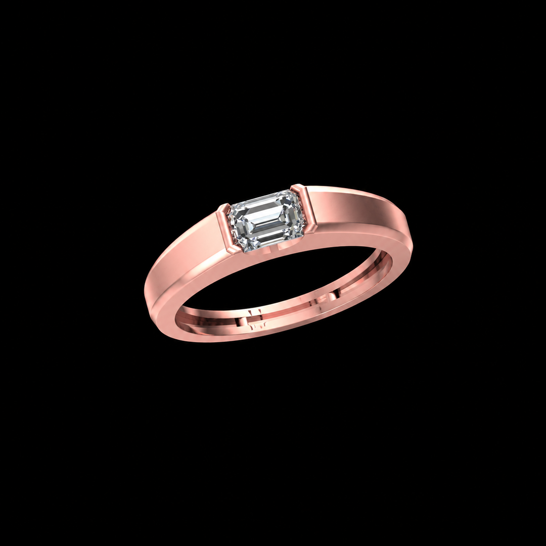 Rose Gold Emerald-Cut Solitaire Ring