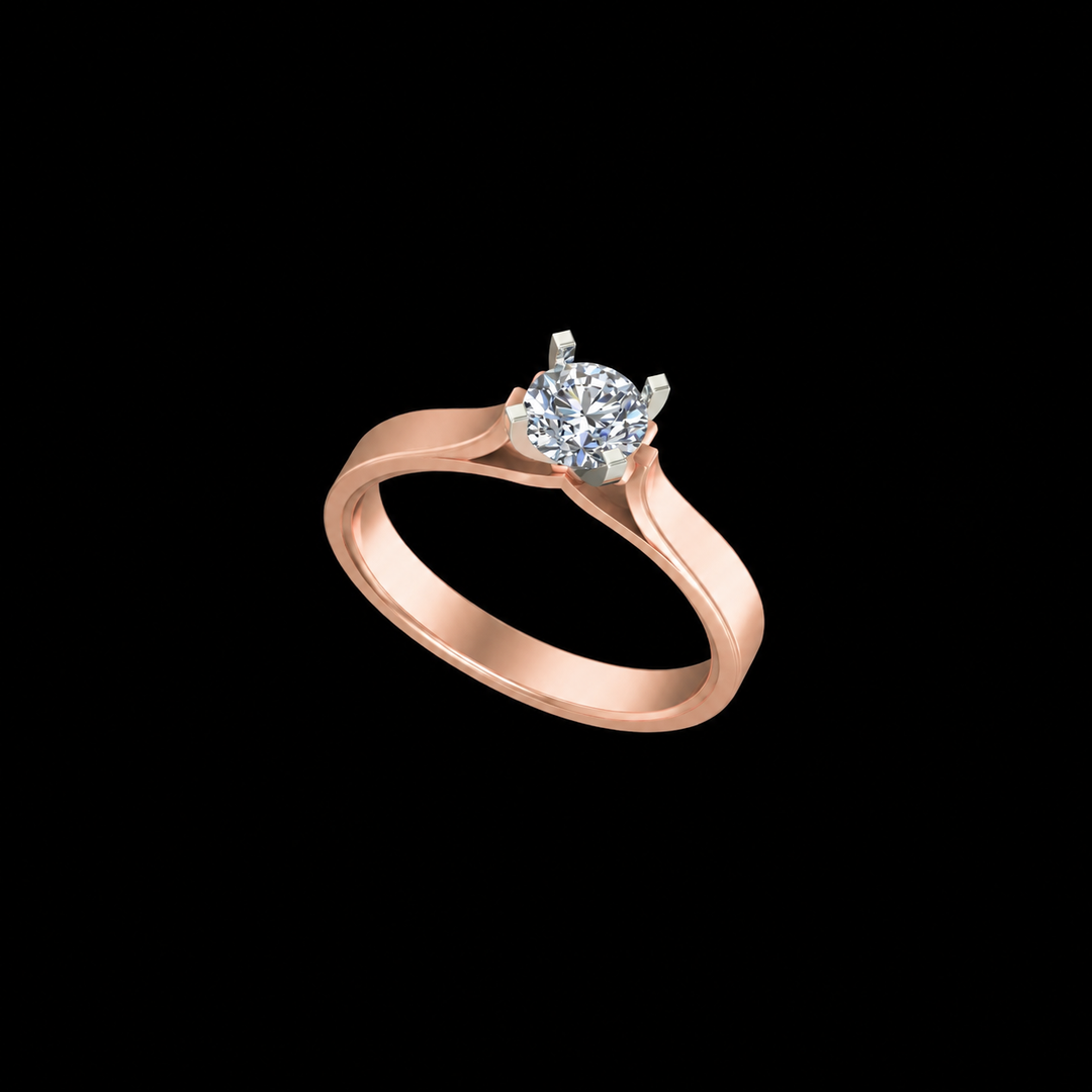 Rose Gold Twisted Solitaire Ring