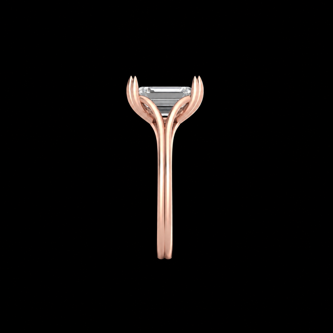 Rose Gold Emerald-Cut Solitaire Ring