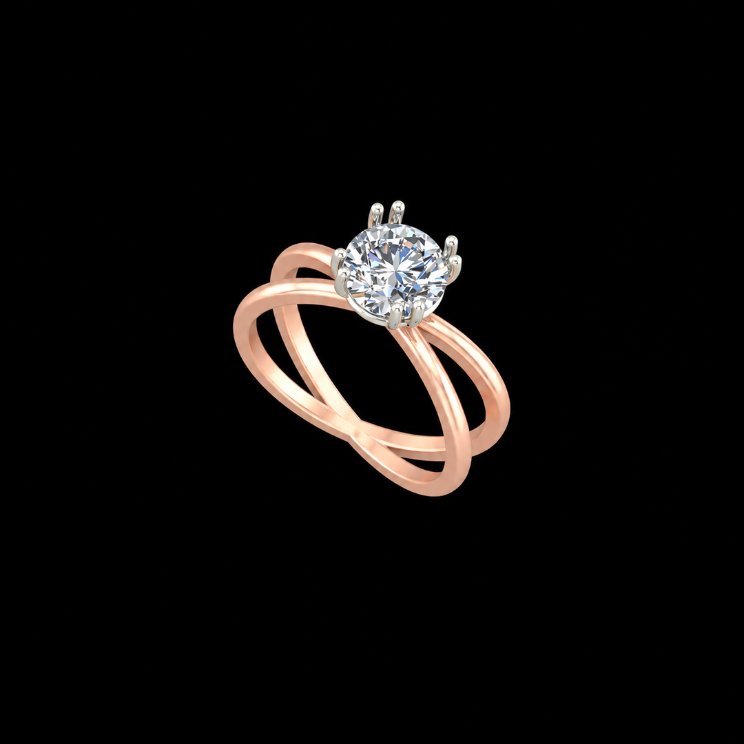 Rose Gold Criss-Cross Solitaire Ring