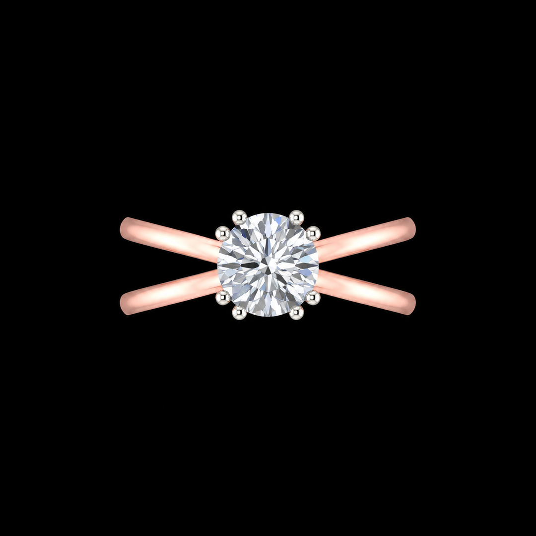 Rose Gold Criss-Cross Solitaire Ring