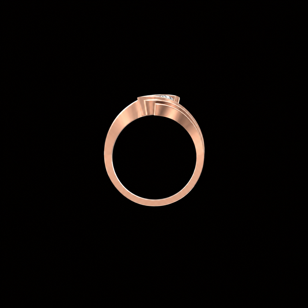 Rose Gold Teardrop Wave Solitaire Ring
