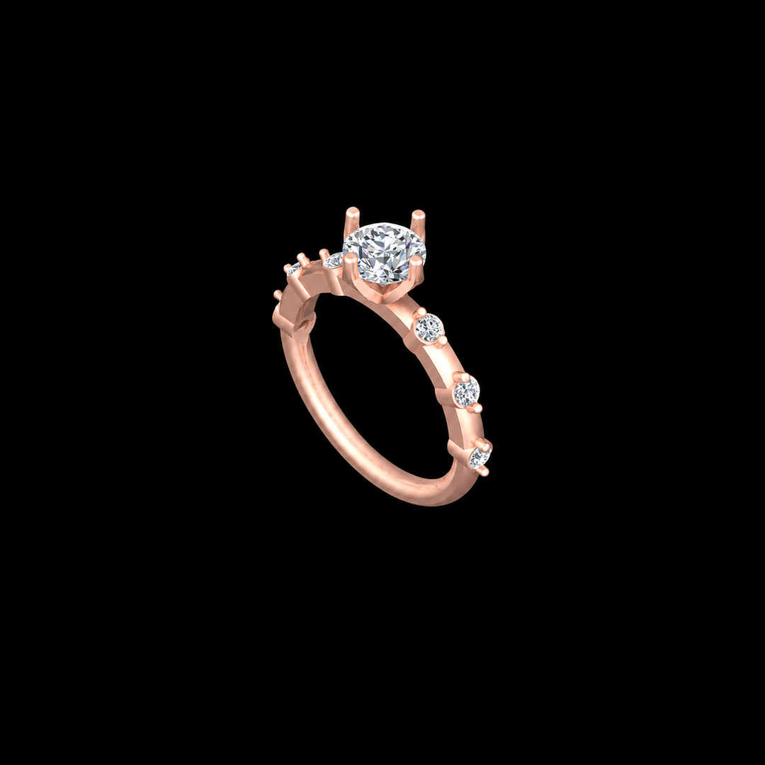 Rose Gold Diamond Accent Solitaire Ring