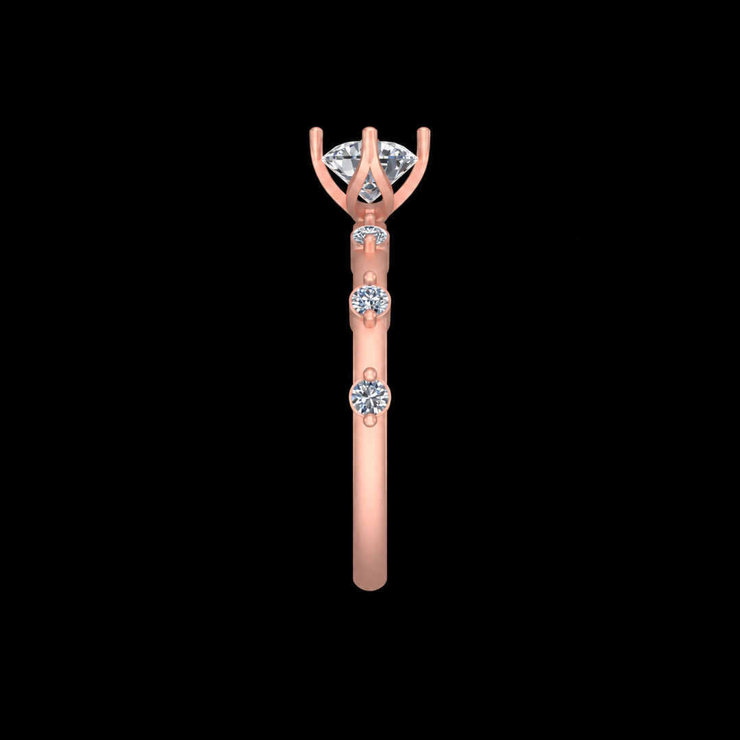 Rose Gold Diamond Accent Solitaire Ring