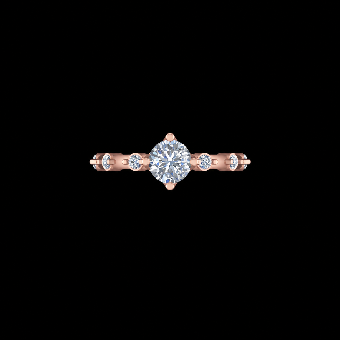 Rose Gold Diamond Accent Solitaire Ring