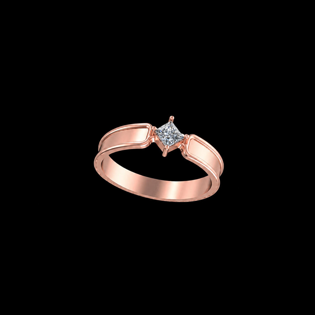 Rose Gold Princess-Cut Solitaire Ring