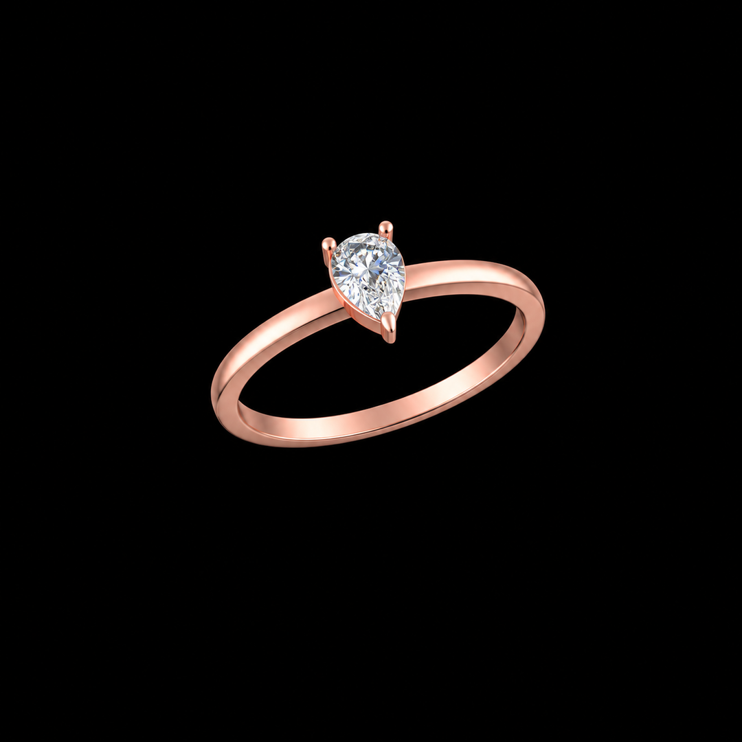 Rose Gold Pear-Cut Solitaire Ring