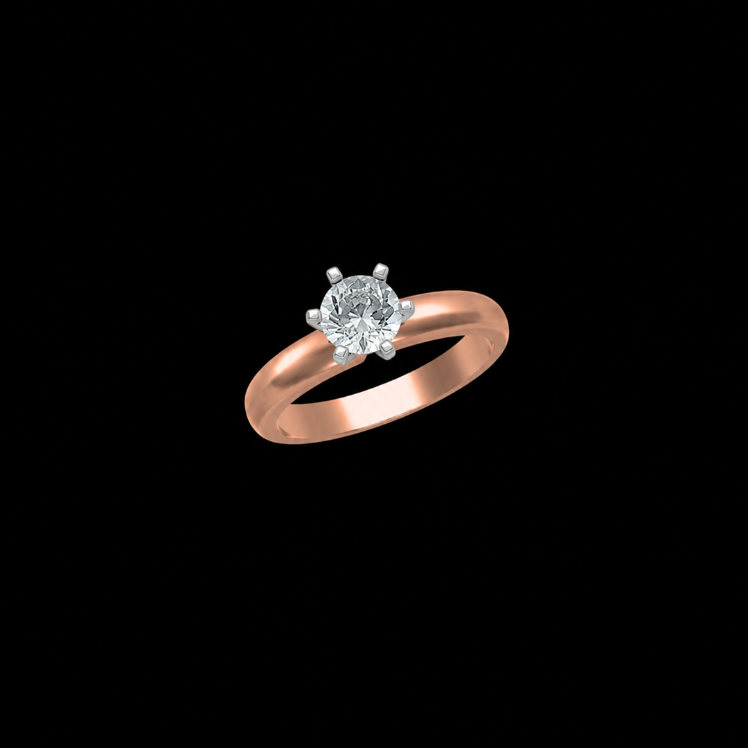 Rose Gold Six-Prong Solitaire Ring