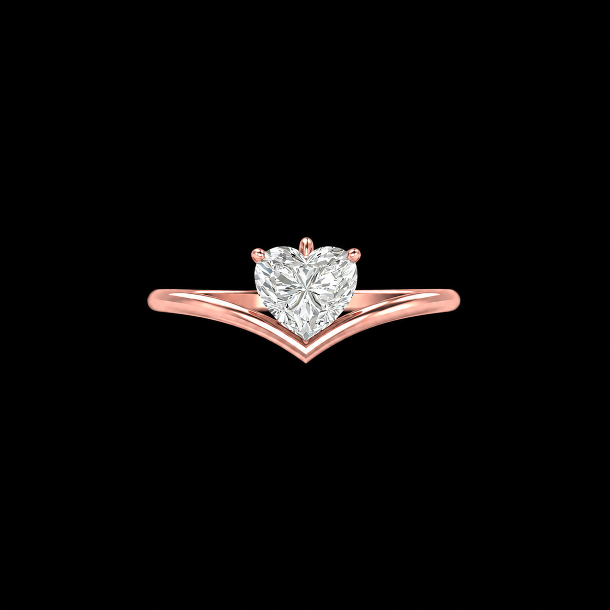 Rose gold heart cut solitaire ring