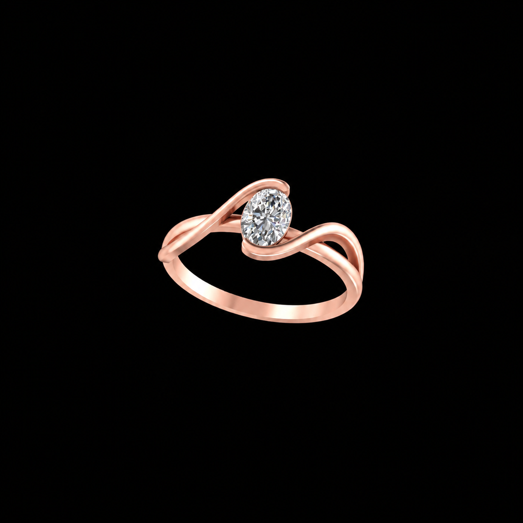 Rose Gold Infinity Wave Solitaire Ring