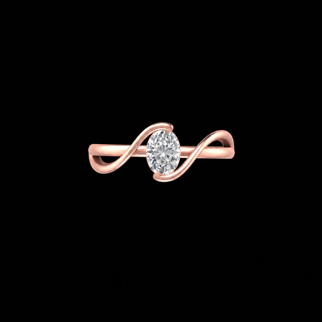 Rose Gold Infinity Wave Solitaire Ring