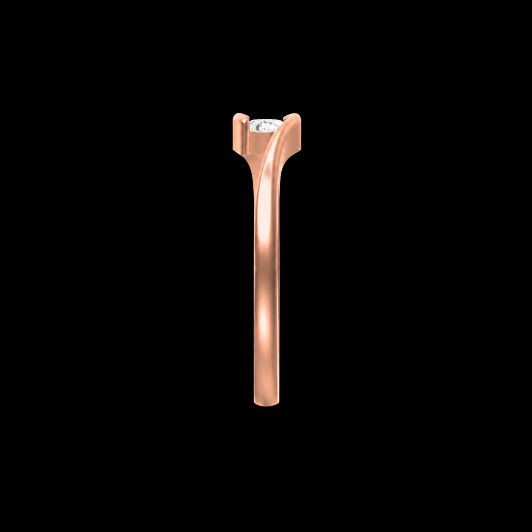 Rose Gold Wave Solitaire Ring
