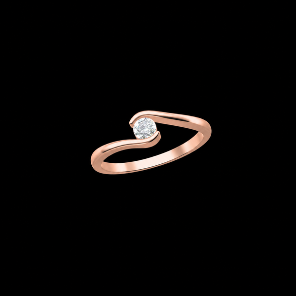 Rose Gold Wave Solitaire Ring
