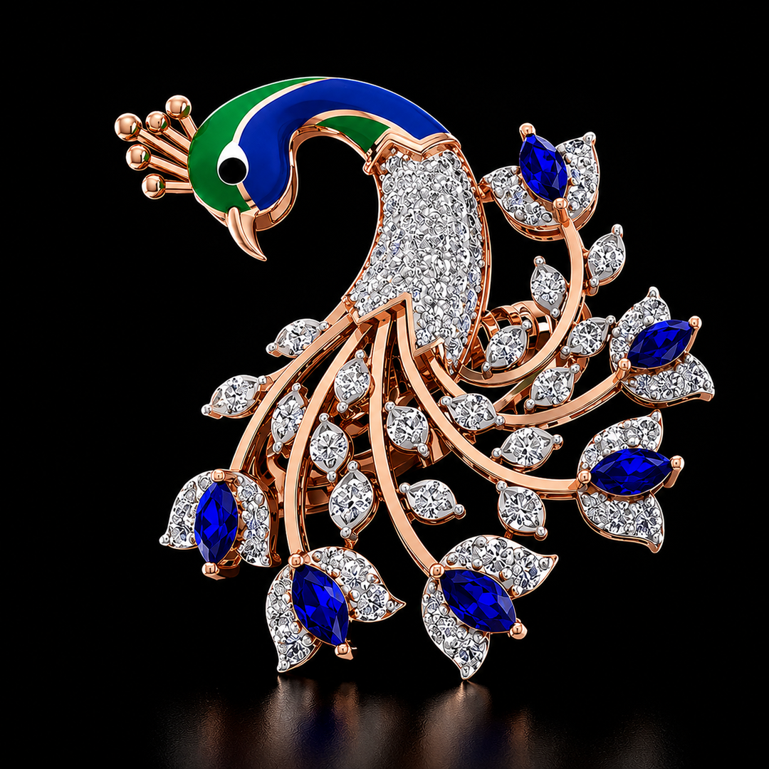Majestic Peacock Diamond Ring