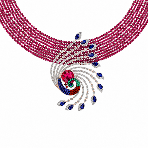 Ruby Royale Spiral Designer Necklace
